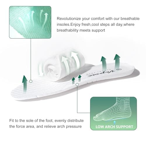 Vepose Women's White Casual Walking Sneakers, Fashion Tennis Low Top Slip On 8013 Shoes, Size 8M US(CJY8013 White Beige 08) - Thumbnail 6