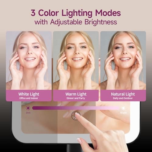 FUNTOUCH Vanity Mirror with Lights, Rechargeable 10X Magnification 3 Color Lighting Portable Tabletop Cosmetic Make Up Mirror, 360° Rotation Led Light up Mirrors with Storage,White - Thumbnail 4