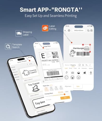 Rongta Bluetooth Thermal Shipping Label Printer: 4x6 Wireless Label Maker for Small Business - Compatible with Windows, Mac, iPhone& Android, Widely Used for Amazon Shopify Etsy(Black) - Thumbnail 5