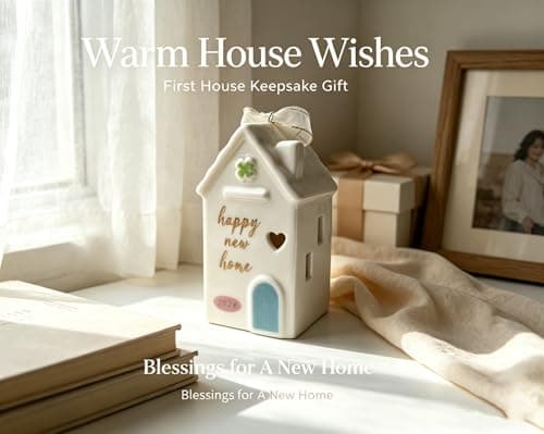 Housewarming Gift for New Home Keepsake, White Ceramic House Keepsake, First Home Gift for Couple or New Homeowners, Moving Into New House Present, Home Sweet Home Decor - Thumbnail 4