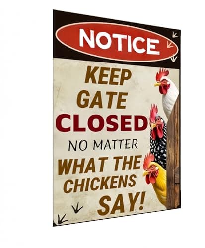 Carastora Keep Gate Closed Sign - Rustic Farm Metal Sign for Chicken Coop, Yard, Garden Fence or Outdoor Barn Decor, 12x8 Inch - Image 1