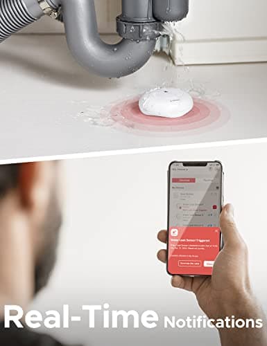 X-Sense Wi-Fi Water Leak Detector, Smart Water Sensor Alarm, Water Detector Alarm with 1700 ft Transmission Range for Kitchens, Basements, Bathrooms, 3 Water Detectors & 1 Base Station, Model SWS54 - Thumbnail 3
