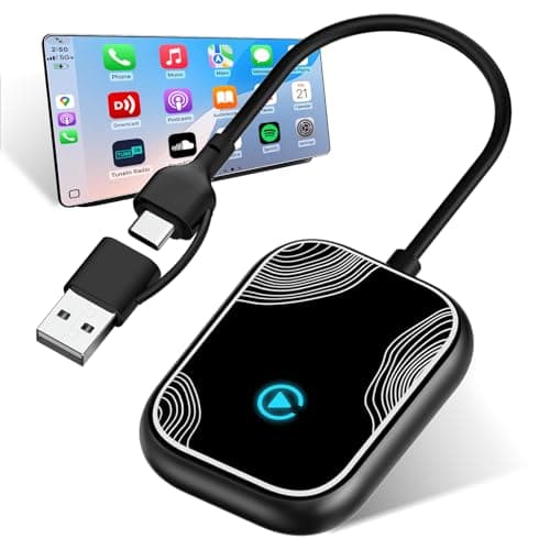 2in1 Wireless Carplay Adapter for iPhone Android,for Toyota/Honda/Cadillac/Ford/Chevrolet/Jeep Carplay,Plug Play Automatic Reconnect,Convert Wired to Wireless Bluetooth Carplay Dongle(USB A/C)06d