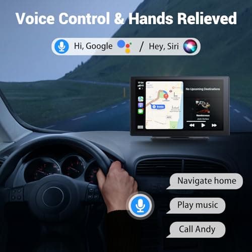 HAUXIY Wireless Apple Carplay Screen for Car 4K Dash Cam, 9" Portable Apple Carplay & Android Auto Car Stereo, with 1080p Backup Camera, GPS Navigation/Mirror Link/Voice Control/Bluetooth - Thumbnail 3
