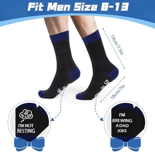 Dalycro Fathers Day Socks Gifts for Dad Husband Grandpa Men Novelty Socks for Dad Perfect for Birthday and Fathers Day (US, Alpha, One Size, Regular, Regular, BlueBlack) - Thumbnail 2