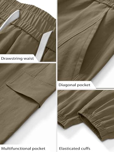 Crastimo Men Baggy Hiking Pants Elasticity Waist Drawstring Tapered Leg Jogging 4 Pockets Cozy Boy Sweatpants 2026 Spring Valentine Day Gift Khaki XL - Thumbnail 5