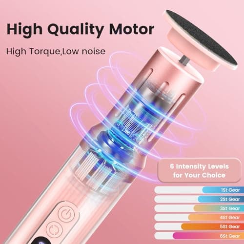 2 in 1 Electric Foot Callus Remover Women, 2000RPM Electric Callus Remover for Feet with 6 Adjustable Settings, Rechargeable Foot File with 40Pcs Sandpaper Discs for Women's Day Gift (Pink) - Thumbnail 2