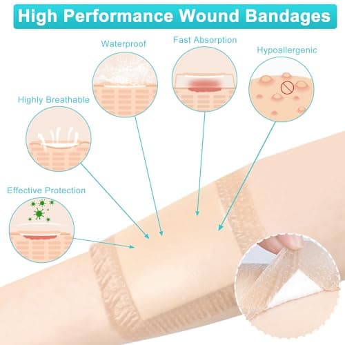 Silicone Foam Dressing 3"x3", Waterproof Absorbent Wound Dressing Bandages for Wound Care,10 Pack Wound Silicone Large Bandages - Thumbnail 3