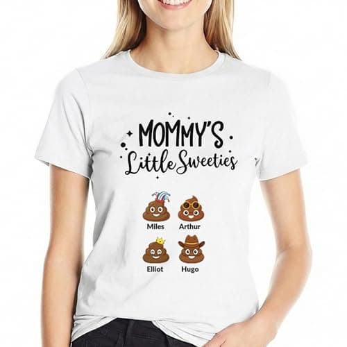 KyreDino Mothers Day Gifts, Customized Gifts for Mom from Daughter, Custom Mom Shirt with 1-6 Kids Names - Image 1