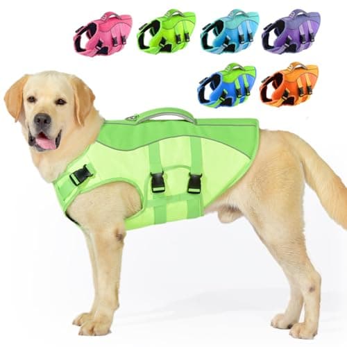 PETDSH Dog Life Jacket Medium, High Flotation Dog Life Vest for Swimming Boating, Reflective Puppy Lifejacket with Superior Buoyancy and Rescue Handle, Adjustable Safety Dogs Floating Vests - Image 1