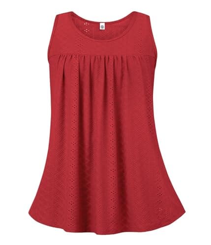 Lastshe Plus Size Sleeveless Tunic Tops for Women Summer Tops for Women Stretchy Sleeveless Tunic, Red, 3X - Thumbnail 4