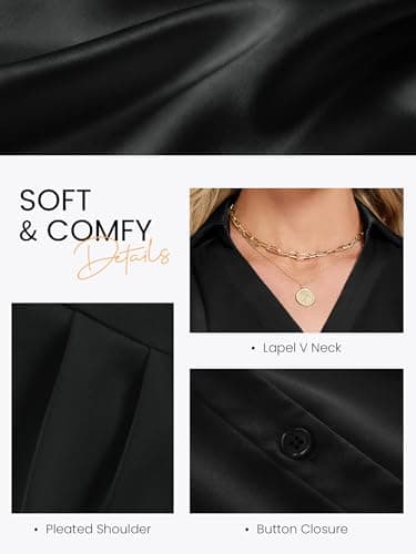 Funlingo Black Silk Tank Tops for Women Dressy Casual Sleeveless Shirts Satin V Neck Camisole Blouses Business Casual Basic Work Outfits S - Thumbnail 6