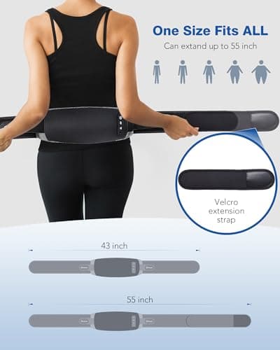 KNQZE Cordless Back Massager Belt for Pain Relief, Stomach Massager for Digestion, Heating Pad with 2 Heating Levels, Slimming Massage Belt with 3 Vibration Modes, Gifts for Women Men - Thumbnail 6