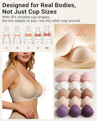 As Fairy Seamless Jelly Support Wireless Bra Deep V Push Up Bralette No-Show Invisible Bra for Daily Work(Semolina 42D) - Thumbnail 3