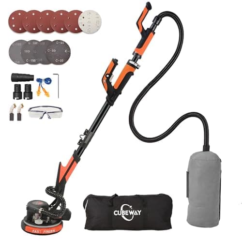 CUBEWAY Electric Drywall Sander with Vacuum Dust Collection, 780W Powerful 7-Speed Popcorn Ceiling Removal Tool with LED Light for Dust-Free Sanding on Walls, Ceilings, Floors - Image 1