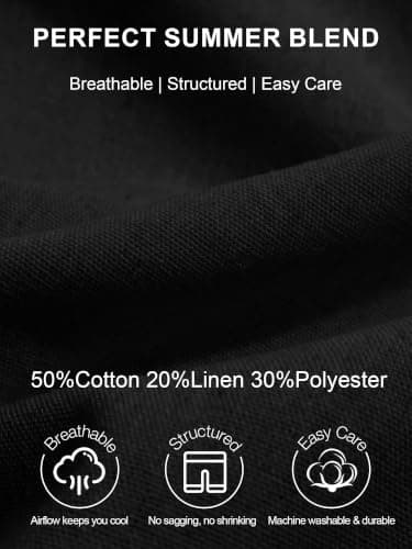 JEMLDL Mens Black Cotton Linen Shorts 7 Inch Inseam Casual Pleated Summer Vacation City Wear Elastic Waist Dressy Shorts with Pockets X-Large - Thumbnail 5