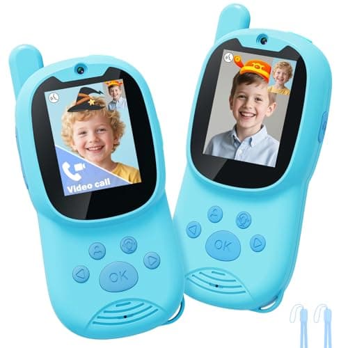 Eveedo Video walkie talkies for Kids,2 Pack Rechargeable Kids Walkie Talkies can Send Messages,Christmas Birthday Gifts for Kid Age 3-12,Portable Toddler Toy for 4 5 6 7 8 9 Year Old Girls Boys Blue - Image 1