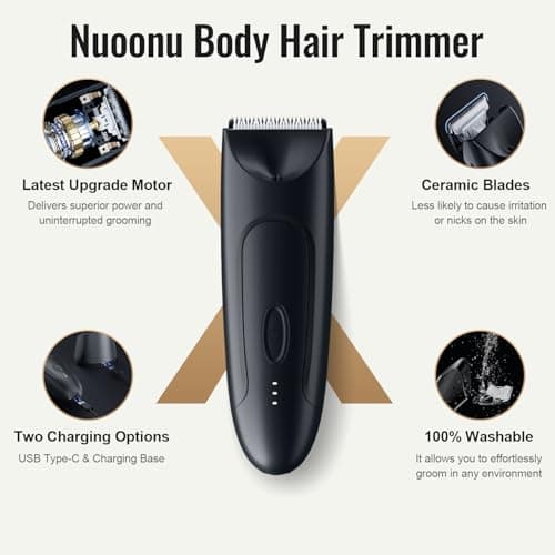 CLEVEB Body Hair Trimmer for Men & Women, Waterproof Rechargeable, Length Adjustable, Multifunctional Shaver with LED Indicator - Thumbnail 5