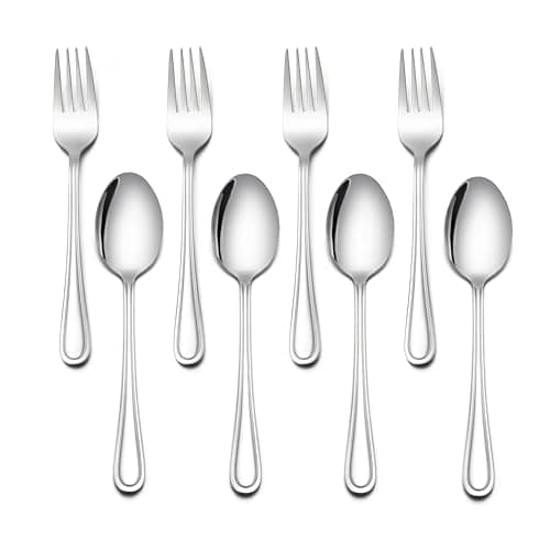 LIANYU 8-Piece Toddler Utensils Set, Stainless Steel Kids Silverware Set, 4 Kids Spoons and 4 Toddler Forks, Children Child Flatware Cutlery for Home Preschools, Dishwasher Safe - Image 1