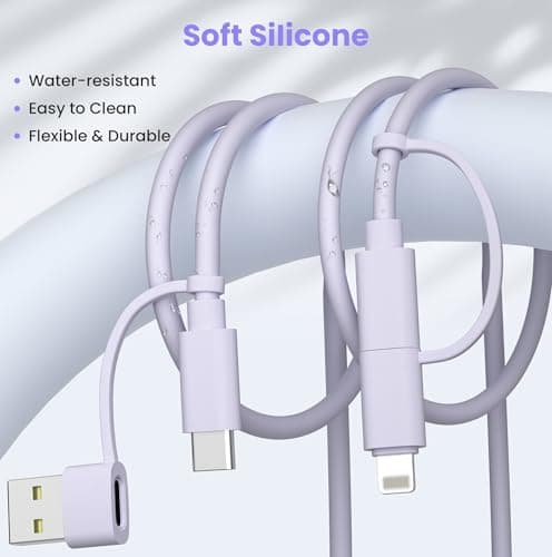 Elebase for iPhone 17 USB C Charger Cable,Multi 4 in 1 Charging Cord 6.6FT,60W Fast Charging USBC Lead with USB A/Lightning Adapter for New Apple 17e 16 15 14 Pro Max,Samsung S26,Airpods 3,iPad Air 6 - Thumbnail 6