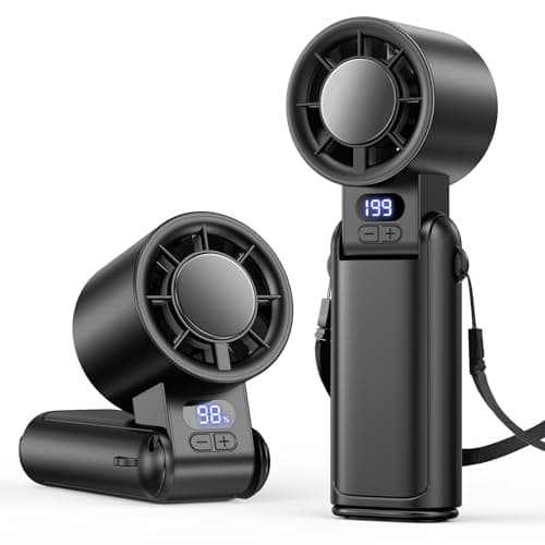 Deyhoc Portable Handheld Turbo Fan, 1-199 Speed Stepless Adjustable with LED Display, 3 IN 1 Pocket Design Mini Fans for Indoor/Outdoor/Travel/Work, Dark Black - Image 1