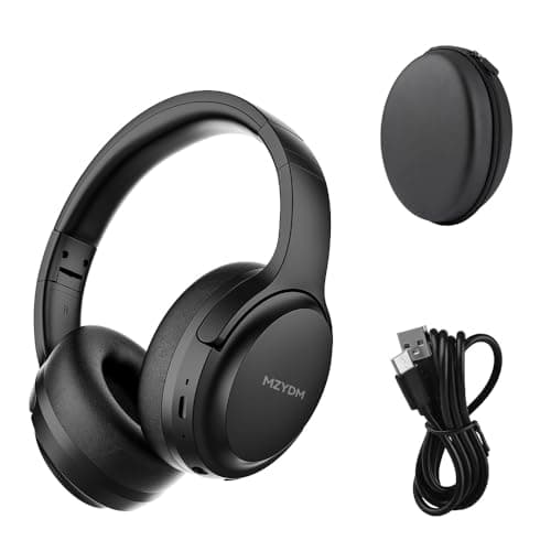 MZYDM Bluetooth Headphones Over Ear, 40 Hours Playtime Wireless Headphones with Microphone,5.3 Bluetooth, HiFi Stereo Foldable Lightweight Headset, for Travel Work Cellphone(Black) - Image 1