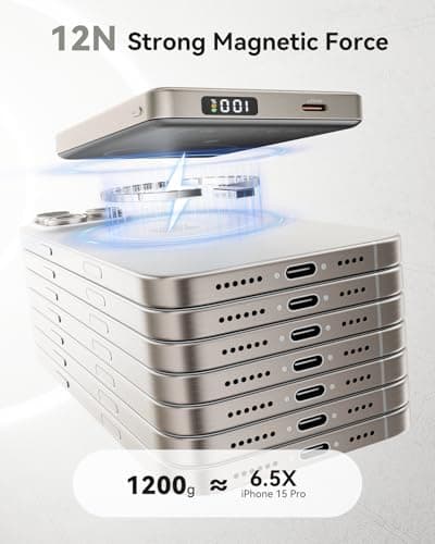 Kuulaa 0.5" Magsafe Portable Charger, 10000mAh Magnetic Power Bank & Slim Battery Pack - Qi2 Certified 15W Wireless Charging with 20W USB-C PD for iPhone 17/16/15/14/13/12 Pro/Air Series - Thumbnail 5