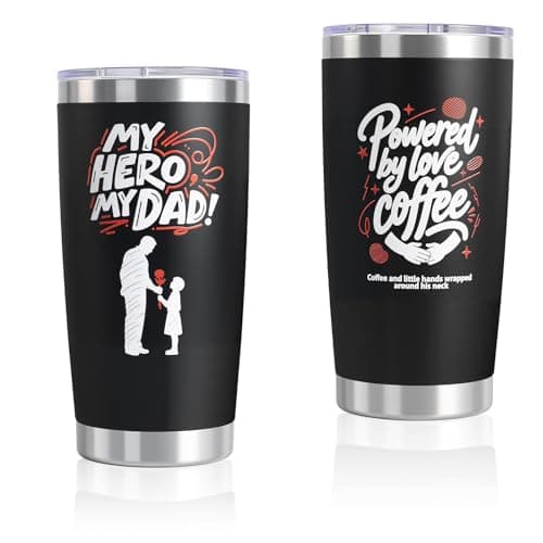 Cazacomzy Gifts for Dad from Daughter, Engraved Birthday Gifts for Men, 20oz Stainless Steel Tumbler for Fathers Day, Christmas for Him Coffee Tumbler, Leakproof Travel Mug,Black