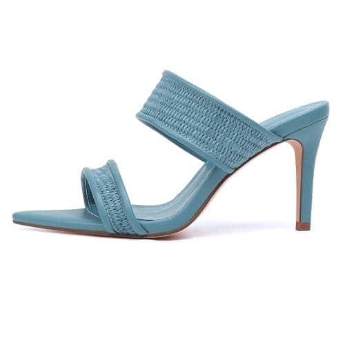vivianly Pointed Toe Braided Stiletto Heel Sandals Strap High Heels Slip on Mules for Women Size 8 - Thumbnail 4