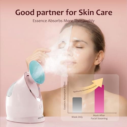 Facial Steamer EZBASICS Ionic Face Steamer for Home Facial, Warm Mist Humidifier Atomizer for Face Sauna Spa Sinuses Moisturizing, Unclogs Pores, Bonus Stainless Steel Skin Kit Blue - Thumbnail 5