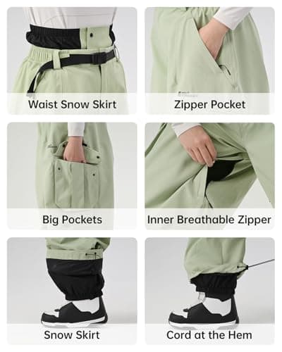 HIGH EXPERIENCE Snowboard Pants for Women Men Baggy Ski Pants Snow Loose Warm Insulated Winterproof Waterproof (Red, Large) - Thumbnail 5