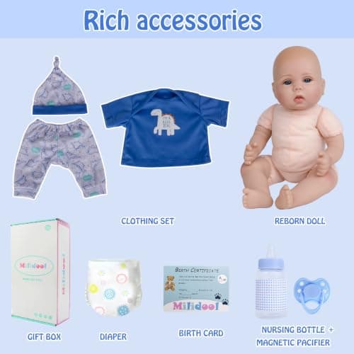 Milidool Lifelike Reborn Baby Dolls Boy - 18-Inch Baby Soft Body Realistic-Newborn Baby Dolls Cloth Body Real Life Baby Dolls with Toy Accessories for Kids Age 3 4 5 6 7 + - Thumbnail 4