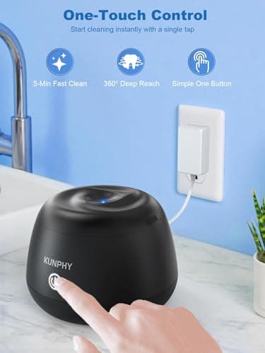 KUNPHY Ultrasonic Retainer Cleaner Machine, 48kHz Dental Cleaning Pod for Braces, Night Guard, Mouthguard, Toothbrush, Denture, Jewelry Black - Thumbnail 6