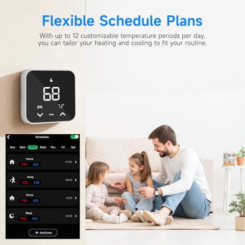 Smart Thermostats for Home, WiFi Thermostats Compatible with Alexa and Google Assistant,7day x 8period Programmable Control Tuya/Smart Life, Energy Saving, C-Wire Require (Black) - Thumbnail 5