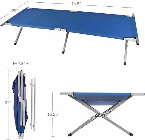 HOMSUPPLIE'S Folding Camping Cot,Outdoor Portable Camp Bed, Sleeping Cots with Carry Bag (Blue) - Thumbnail 3
