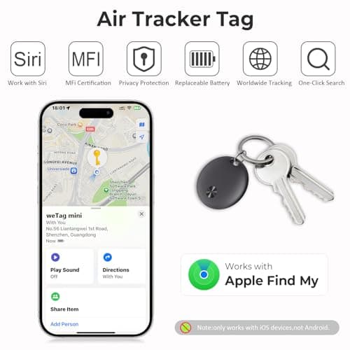 Tracker Tags- 4 Pack, Bluetooth Trackers Works with Apple Find My APP (iOS Only), 92 dB Sound, Replaceable Battery, Smart Tracking Tag Keys Finder and Item Locator for Keys, Bags, Luggage, Wallet, etc - Thumbnail 2