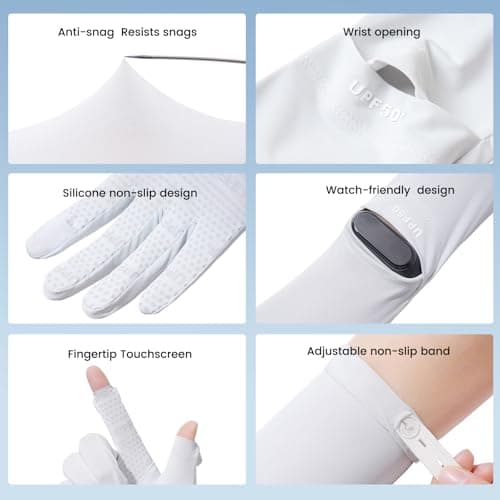 apaepr Ultra Thin Full Finger UV Protection Gloves Driving Gloves Women, Breathable Touchscreen UPF Glove Sun Protection Glove (Brown, One Size) - Thumbnail 4