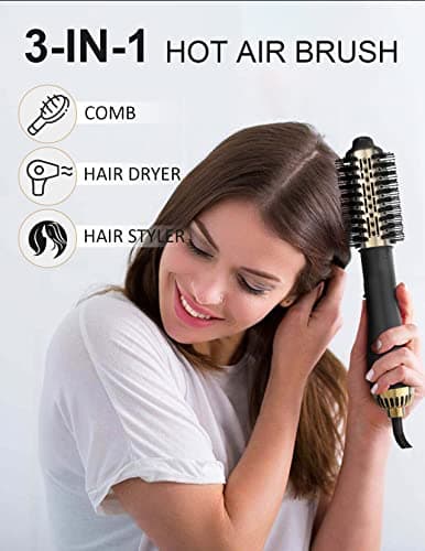 LANDOT Hair Blow Dryer Brush - 60mm Oval Barrel One-Step Hot Air Styler, Ionic Frizz Control, 3 Heat/2 Speed, Lightweight Volumizing Brush for Thick Fine Curly Hair - Thumbnail 2