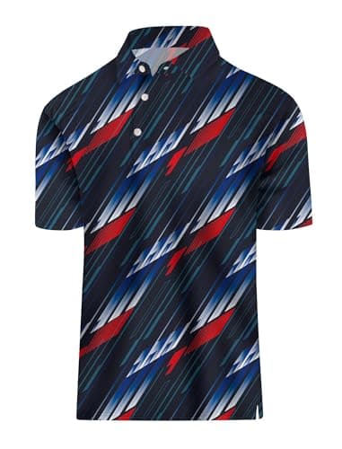 sportbull Mens Red White and Blue Shirt 4th of July Golf Shirts American Flag S - Image 1