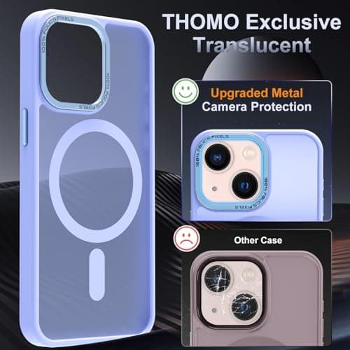Thomo Strong Magnetic for iPhone 13 Case & iPhone 14 Case [Compatible with Magsafe] Translucent Matte Slim Shockproof Women Girl Anti-Fingerprint Protective Case for iPhone 14/13 6.1", Light Purple - Thumbnail 4