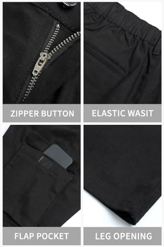 GINGTTO Mens Black Cargo Pants Straight Leg Stretch Cargos for Men Casual Everyday Wear 28 - Thumbnail 6