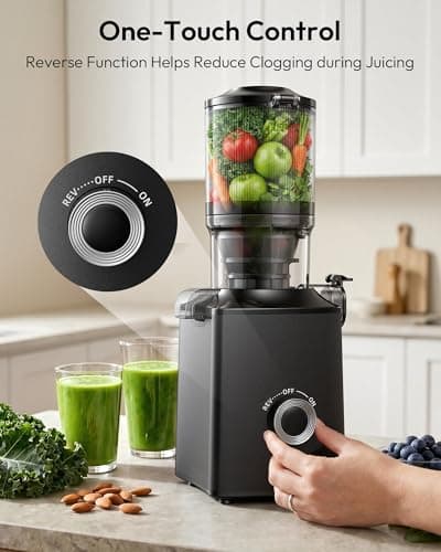 Cold Press Juicer, EUHOMY 5.1" Wide Feed Chute Juice Extractor Machine with 400W, High Juice Yield, Slow Masticating Juicer for Whole Vegetables & Fruits - Thumbnail 5