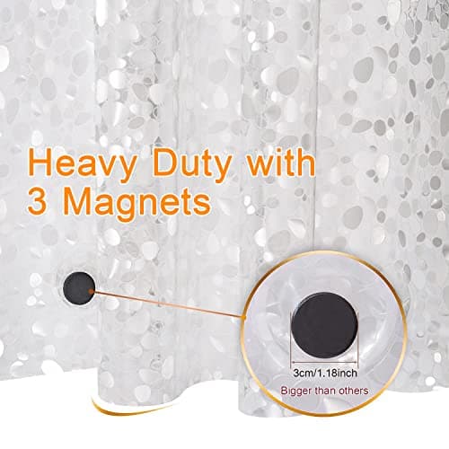 Bostofy EVA 3D Waterproof Shower Curtain Liner, Clear Extra Long Bathroom Shower Liner with Rustproof Metal Gromments and Weighted Magnet,72”Width x 84”Length - Thumbnail 3