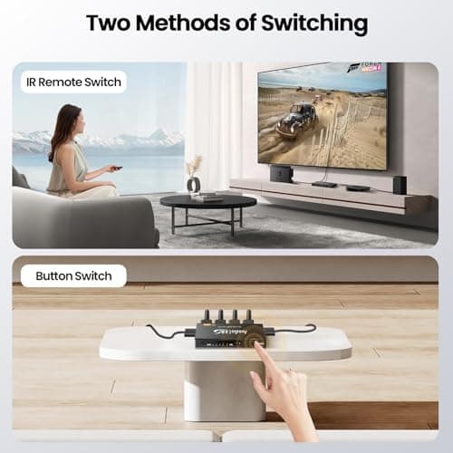 avedio links 8K HDMI2.1 Switch with Remote 5x1, 5 in 1 Out HDMI Splitter with Remote, Auto Switch HDMI Selector Box Support 4K@60Hz, HDCP2.3, HDR, 3D, for PS5, Xbox, Fire Stick, Blu-ray, HDTV - Thumbnail 4