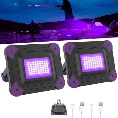 Rechargeable LED Black Light, Battery Powered Blacklight, Cordless Ultraviolet Flood Light, Waterproof Black Lights for Outdoor Glow Party, Body Paint, Fluorescent Poster, Night Fishing,Stage Lighting