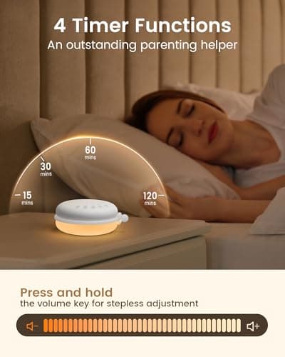 Glocusent 3-in-1 Portable Baby Sound Machine, White Noise Machine for Sleeping, Night Light & Phone Connected Speaker 34 Sounds Timing Function 1000mAh Large Battery Designed for Travel - Thumbnail 6