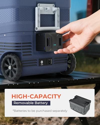 EKOJUCE 12 Volt Refrigerator Portable Fridge Freezer - 48 Quart(45L) Electric Cooler with Wheels, 12/24V DC & 100-240V AC, -4℉-68℉, APP Control, 12V Car Fridge for Camping, Boating, RV, Outdoor, Home - Thumbnail 6