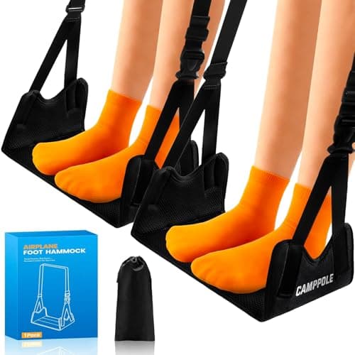 2 Pack Airplane Foot Hammock, No-Collapse Foot Hammock for Plane Travel, Thickened Bamboo Airplane Foot Rest, Adjustable Footrest for Office, Long Flight - Image 1