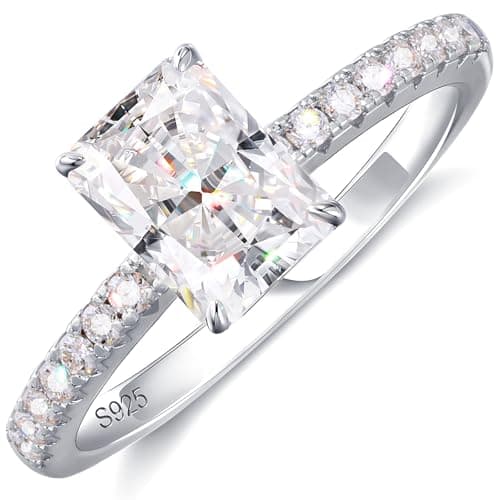 Yizone Moissanite Engagement Rings for Women Radiant Cut Moissanite Ring 1.5 Carat Lab Created Moissanite D Color VVS1 Clarity 925 Sterling Silver Valentines Women Jewelry Birthday Gifts Size 7.5 - Image 1