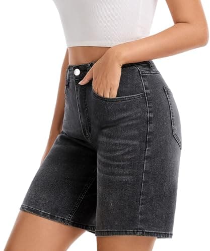 VIPONES Jean Shorts for Women Trendy Outfits High Waisted Stretchy Denim Shorts Loose Fit Dark Grey Baggy Summer Shorts for Women 2026(5840, M) - Thumbnail 6